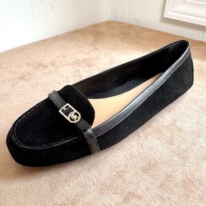 New MICHAEL Kors Bryce Suede Moc Moccasin Flats Shoes 8.5 39 NIB Black Leather